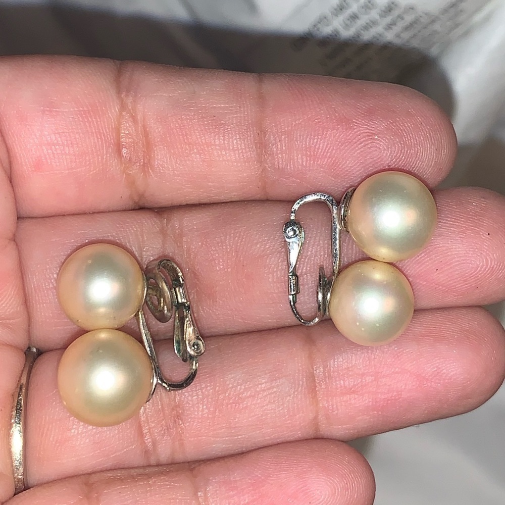Vintage Double Pearl Earrings 12K